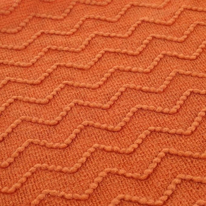 BATTILO HOME Burnt Orange Throw Blanket for Couch, Decorative Fall Throw Blanket with Tassels Halloween Throw Fall Decor, 50"x60"