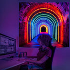 Avinyl Blacklight 3D Wall Tapestry for Bedroom, Glow in the Dark Funny Posters Tapestries for Gamer Teens, UV Reactive Cool Backdrop for Living Gaming Room Dorm Festival Decor 51in X 60in