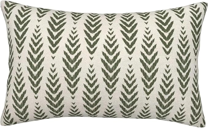Sage Green Boho Pillow Covers 12 x 20 Inch Pack of 2, Bohemian Ethnic Herringbone Pattern Decorative Throw Pillow Covers Vintage Linen Farmhouse Outdoor Pillowcase for Bedroom Home Sofa Decor