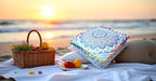 CRAFT KALA 24" Square Large Hippie Mandala Meditation Floor Ottoman Pillow Cushion Pouf Cover Square Poufs Bohemian Circle Floor Cushion Case Outdoor Fireplace Yoga Living Room Decor Cover Blue Ombre
