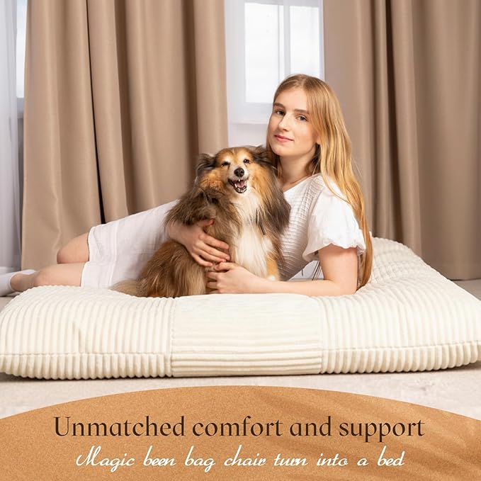 Honeydak 3 in 1 Giant Bean Bag Chair Cover Only (No Filler) Convertible Bean Bag Lazy Floor Sofa Cover Without Filling Washable Multifunctional Stuffed Animal Storage for Bedroom Living Room