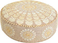 Mandala Life ART Bohemian Pouf Ottoman Cover 24x8- Luxury, Artisan Room Décor Pouffe for Meditation, Yoga, and Boho Chic Seating Area Stool Floor Pillow Case – Accent Your Living Room, Bedroom