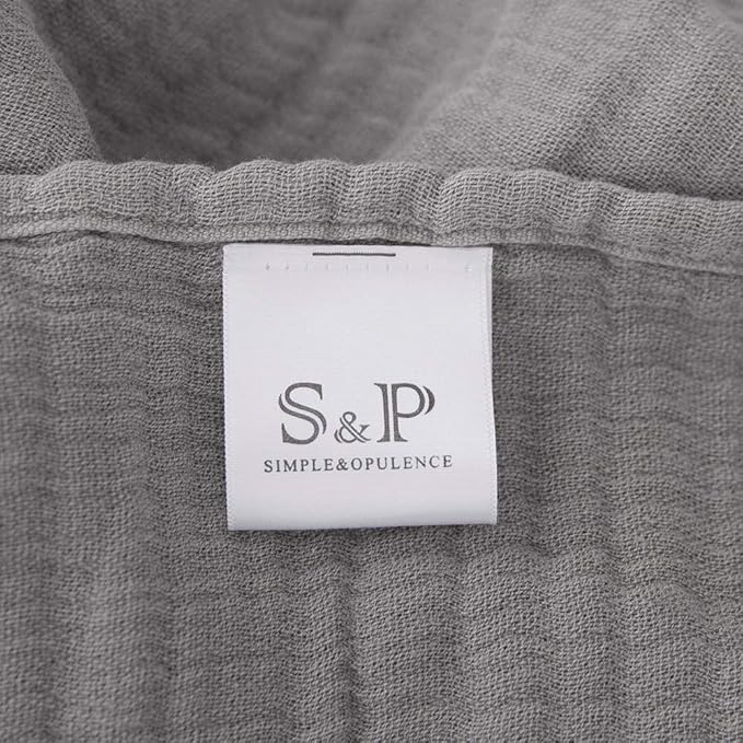 Simple&Opulence Cotton Muslin Throw Blanket for Bed, Couch, Knit Woven Gauze Blanket with Tassels, Soft Lightweight Cozy Pre-Washed Breathable Farmhouse Decoration for All-Season (Grey)