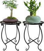 Plant Stand Indoor Outdoor, Set of 2 Metal Plant Stand for Indoor Plants Iron Art Flower Pot Holder Stand Decoration Shelf Racks for Single Planter Use in Garden Patio Corner