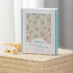 Newborn Swaddle Set with Matching Hat and Headband Bow, Wooden Birth Announcement Card, Muslin Baby Swaddle Blankets for Girls, Wildflower Pattern