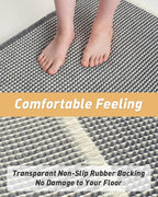Upgraded Waffle Runner Rug Super Absorbent Non Slip Bath Mats for Bathroom Washable Bathroom Runner Rug with Tassels, Ideal for Hallway Bedroom Laundry Room, Dark Grey & Cream, 2' x 5'(24" x 60")