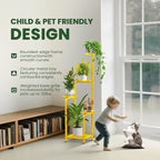 TOSKING 5 Tier Tall Plant Stand Indoor Outdoor,Anti-Tip Plant Stand indoor, Wide Base for Pots, Child and Pet Friendly,Heavy Duty Corner Shelf for Plants & Decor, Space Saving ,Tiered Metal Flower Pot Stand for Balcony, Garden, Living Room, Patio (Yell...