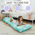 Butterfly Craze Floor Pillow Case, Mattress Bed Lounger Cover, Polka Aqua, King Size - Cozy Seating Solution for Kids & Adults, Recliner Cushion, Perfect for Reading, TV Time (Pillow Not Included)