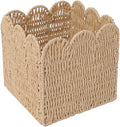 GYASVWU Paper Rope Scalloped Basket, Foldable Scalloped Storage Basket for Organizing, Woven Baskets for Storage,Wicker Baskets for Nursery/Living Room/Kitchen Organizing and Decor (Khaki)