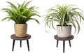 2 Pcs 8 inch Plant Stands, Small Floor Indoor Plant Stand, Mid Century Wood Planter Stand with Metal Leg, Round Modern Plant Stool for Indoor Outdoor Flower Pots (Brown)
