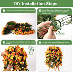 INQCMY Artificial Hanging Flowers Basket for Spring Summer Outdoor Decor,Faux Silk Begonia in Planter Look Real UV Resistant for Porch Home Patio Garden Yard Decoration