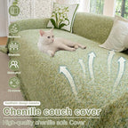 ROOMLIFE Green Sofa Cover, Extra Large Boho Couch Cover Sofa Covers for 3 Cushion Couch, Soft Chenille Sofa Cover for Dog, Washable Furniture Sofa Protector Cover Blanket with Tassel 71 '' X 150''