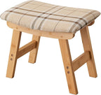 Foot Stool,Ottoman,Bamboo Small Sofa Foot Rest Under Desk,Extra Seating for Living Room, Bedroom and Kitchen (Natural Stool Legs - Stripes Surface)
