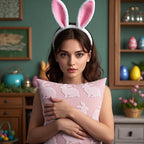 2 Pcs Tufted Easter Pillow Covers 18'' Pink White Rabbit Throw Pillow Cases 3D Soft Plush Faux Fur Wool Couch Cushion Case for Chair Sofa Bedroom Living Room Home Easter Decor