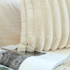 JOJUSIS Pack of 2 Faux Fur Plush Decorative Throw Pillow Covers For Home, Couch Cushion Case Soft Solid Pillowcases (Beige, 20 x 20-Inch)