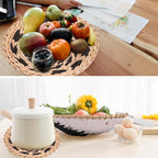 HJJWNDDNG 5 Pack Boho Wall Basket Decor Set, Hanging Woven Seagrass Rattan Wicker Boho Wall Decor, Round Farmhouse Wall Hanging Baskets Rustic Flat Wall Art for Living Room Bedroom Kitchen