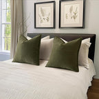 MIULEE Pack of 2 Olive Green Decorative Pillow Covers 26x26 Inch Soft Chenille Luxurious Couch Throw Pillows Boho Cushion Covers Euro Shams with Elegant Design for Sofa Bed Living Room Home Decor