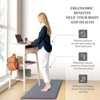 HappyTrends Kitchen Mat,17.3"x28"+17.3"x60" Grey, Cushioned Comfort Anti-Fatigue Waterproof Floor Mat Kitchen Rugs, Thick Perfect Ergonomic Foam Standing mat for Kitchen, Home, Office, Laundry