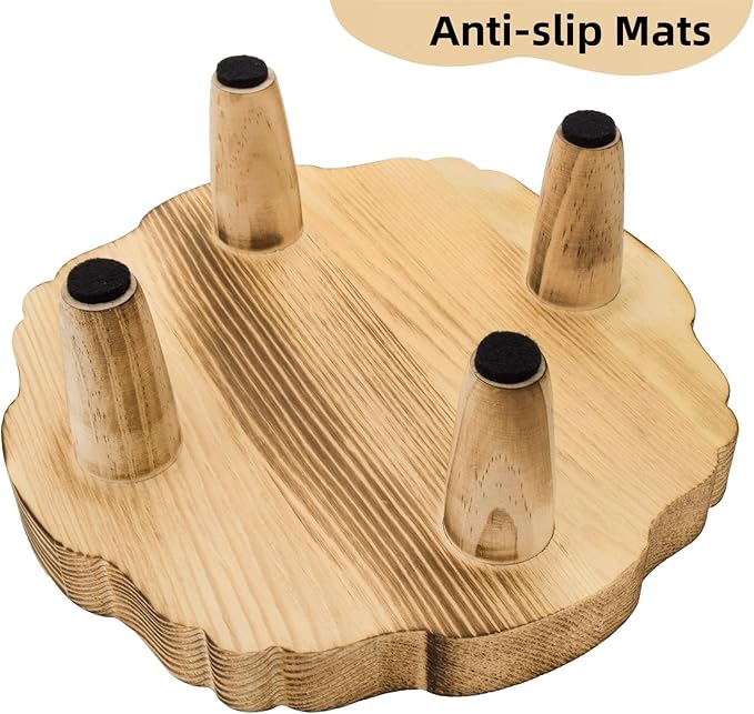 2 Pack Mini Wood Pedestal Stand, 8.5 Inch Small Plant Risers for Decor, Farmhouse Plant Stool Display Stand, Footed Pedestal Tray Plant Holder for Candles, Soap, Garden, Patio, Home, Kitchen, Bathroom