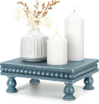 EOSAHR Pine Wood Display Riser for Home Decor – Decorative Pedestal Stand for Displaying Home Decorations, Soap Dispenser, Small Plant Stand - Ideal Boho Chic Decor (Blue)