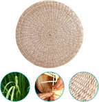 Ejoyous Tatami Seat Cushion, 15.75 x 2.36in Handmade Woven Straw Pouf Floor Seat Cushion Japanese Futon Round Knitted Meditation Pillow Cushion for Home Outdoor Decorative Seat