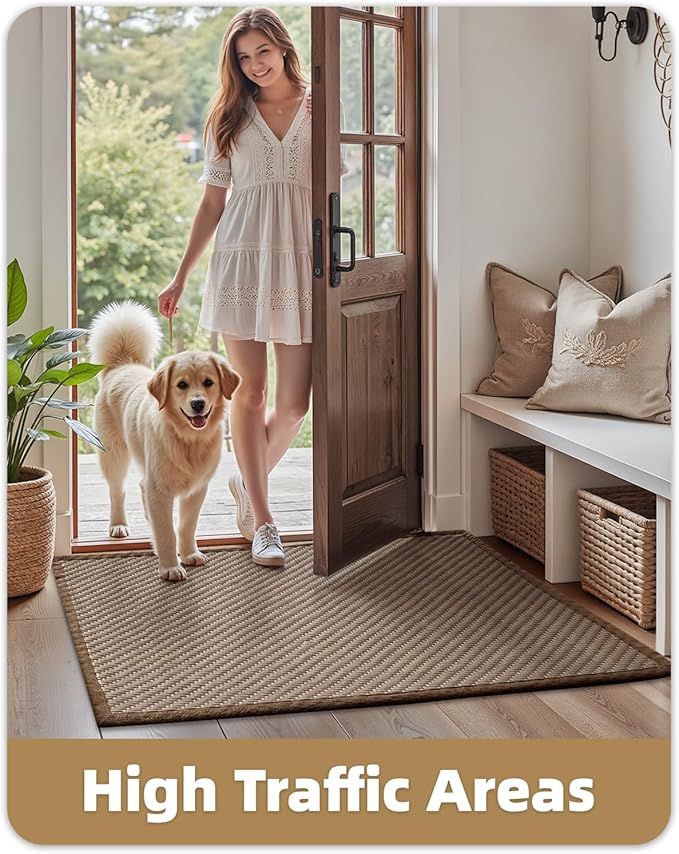 Color&Geometry Handwoven Jute Entry Rug - Natural Textured Front Door Mat 32"x48", Non-Slip Durable & Eco-Friendly Doormat for High-Traffic Entrance, Rustic Farmhouse Welcome Mat, Jute Tan