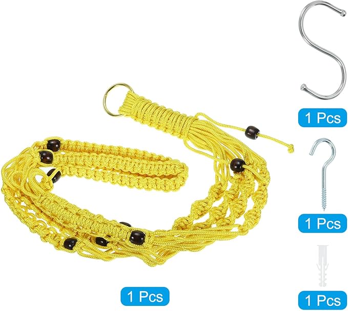 PATIKIL Macrame Hanging Planter, 35 Inch Handmade Hanging Plant Holders Flower Pot Hanger Flower Pot Hanger for Indoor Outdoor Decor, Yellow