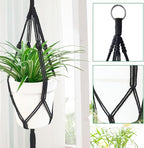 Belit 2 Pack Double Macrame Plant Hangers 2 Tier Hanging Planter Basket Decorative Flower Pot Holder Rope for Indoor Outdoor Home Decor 51 Inch, Black