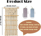 Macrame Jewelry Hanger, Hanging Jewelry Organizer,Boho Earring Holder Wall Mounted Necklace Holder, Tapestry Earrings Display, Bracelet Storage Minimalist Decor Tassel for Women Room (White)