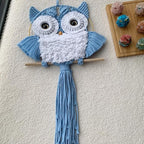ACEDSGN Macrame Owl Wall Hanging Boho Hippy Decor, Handmade Tapestry Fiber Art Wall Decor for Nursery Bedroom Living Room, Sustainable Gift for Owl Lovers & Nature Fans