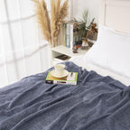 Gealaek Decorative Herringbone Faux Cashmere Throw Blanket Navy Blue Cheveron Fringe Lightweight Fuzzy Soft Cozy Throws for Sofa Bed Farmhouse Throw Blanket 50" x 60"