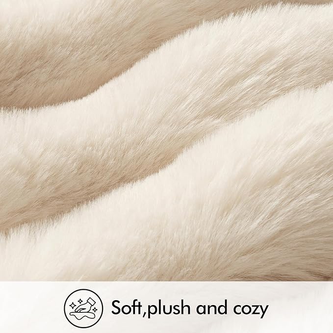 MIULEE Faux Fur Pillow Covers Thick Soft Plush Lumbar Throw Pillows Luxury Spring Home Decor for Couch Bed Chair Bedroom Living Room Sofa,12x20 Inch Pack of 2 Beige