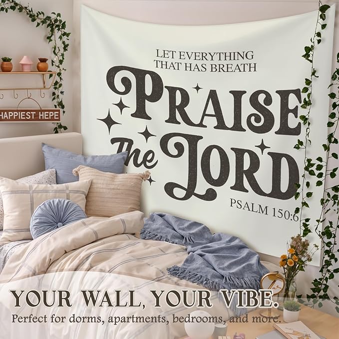 STHTTSW Vintage Christian Bible Wall Tapestry, Christian Wall Art Home Decor, Inspirational Wall Decor Tapestry for Bedroom, Living Room Dining Room Office, Gift for Women, 50x60 Inch