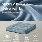 Meditation Floor Pillow Set of 2, Large Velvet Floor Pillows for Sitting, Tufted Floor Seating Cushions for Adults, Big Pillows for Yoga & Living Room, 22x22 Inch, Blue