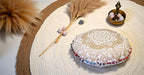 Round Mandala Floor Pillow Cover Seating Cushion Throw Cover Hippie Decorative Bohemian Ottoman Pouf Cover, Pom Pom Pillow Cases,Boho Indian 22 Inches (Gold)