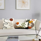 Merrycolor Abstract Boho Pillow Covers Tufted Mid Century Modern Throw Pillows Minimalism Aesthetic Textured Pillow Cover Sun Leaf Boho Pillows Decorative Throw Pillows for Bed Couch Sofa,18x18