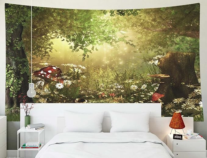 EMMTEEY Forest Tapestry - Magical Fairy Tale Woodland Tapestry for College Dorm - 80x60