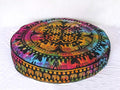 ICC Large Hippie Mandala Round Floor Pillow Cover Ottoman Pouf Cover Daybed Oversized Cotton Cushion Cover with Heavy Duty Zipper Seating Ottoman Poufs Dog-Pets Bed (Multi UP Elephant, 35" Round)