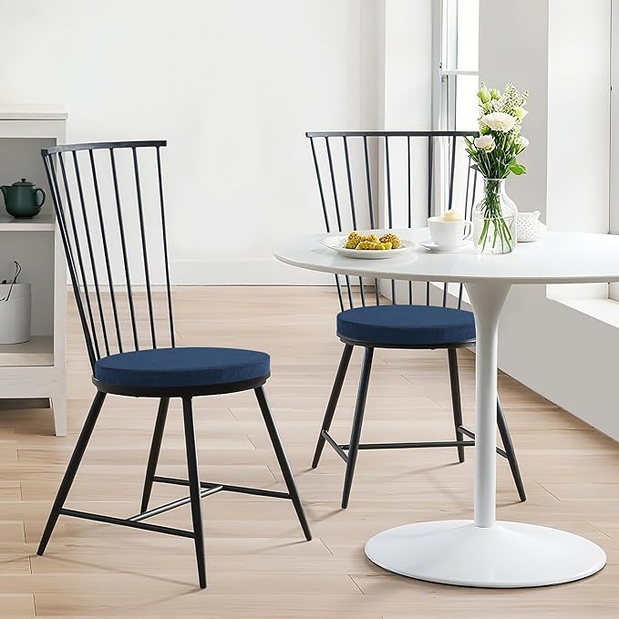 Tromlycs Round Chair Seat Cushion Pad 16 inch for Circle Bistro Chairs Non Slip Foam Cushion Navy Blue