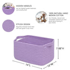 CubesLand Cube Storage Organizer Basket Bin, Cube Shelf Shelves Cotton Rope Basket, Durable Woven Rectangular Basket for Organizing, Nursery Toys Basket, 14x10x7.08IN Purple Basket