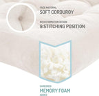 Meditation Floor Pillow Set of 2, Square Large Pillows Seating for Adults, Tufted Corduroy Cushion for Balcony Outdoor Tatami Living Room, Beige, 22x22 Inch