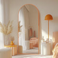 Antok 58" x18” Arched Full Length Floor Mirror, Orange Aluminum Frame, Free Standing/Wall Mount/Leaning for Bedroom, Living Room, Dressing Room
