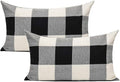 VAKADO 12x20 Set of 2 Black White Outdoor Throw Pillow Covers Buffalo Check Plaids Lumbar Farmhouse Retro Checkers Cotton Linen Cushion Cover Home Decor for Sofa Couch