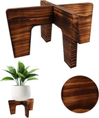 Plant Stand Indoor, Short Plants Holder for 5-15 Inch Pot, Brown Wooden Flower Pot Stand for Indoor Plants, Small Single Floor Plant Stand, Wood