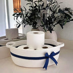 CHICVITA White Small Basket for Gifts, Baby Cute Basket for Nursery Toys, Diapers, Woven Baskets for Storage, Decorative Baskets for Shelves, 13 x 9.8 x 5 inches