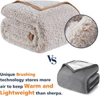 EMME Soft Sherpa Fleece Blanket Reversible Plush Fluffy Large Blanket, Light Weight Warm Decorative Boho Blanket Cover for Sofa, Couch, Bedroom,Travel(Plush Khaki,50"x60")