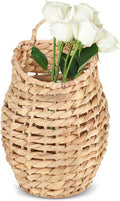 YRMT Water Hyacinth Woven Hanging Basket Wall Hanging Basket Decorative Front Door Basket Decor for Flower Plants Boho 15" x 10"