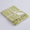 Simple&Opulence Boho Linen Throw Blanket for Bed, Couch, 50”x70” Pre-Washed Fringed Vintage Decorative Woven Blanket with Tassels, Breathable Durable Cozy Farmhouse Decor for All Seasons(Lime Green)