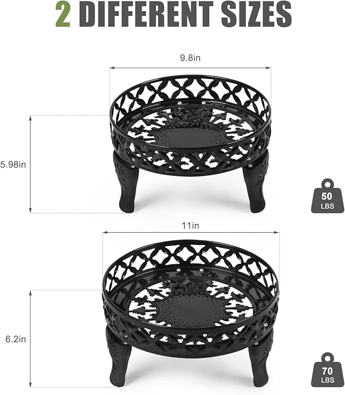 Metal Plant Stand Indoor Outdoor,2 Pack Heavy Duty Iron Plant Stands for Indoor/Outdoor,Low Round Flower Pot Stand Rustproof Plant Holder for Garden,Patio,Home Decor