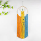LB Boho Colorful Crystal Macrame Wall Hanging Boho Dream Catcher Yellow Hand Woven Leaf Tapestry Art Modern Aesthetic Tassel Wall Decor for Home, Bedroom, Living Room
